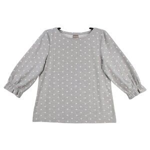 Chicos Gray & White Polka Dot Blouse Size‎ 1 Polyester Cotton India
